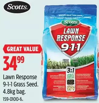 Canadian Tire Scotts lawn response 9-1-1 grass seed offer