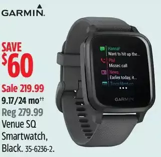 Canadian Tire Garmin venue sq smartwatch, black offer