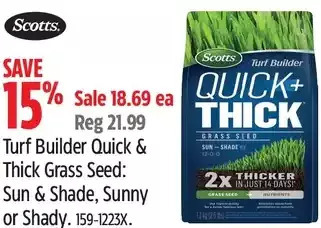 Canadian Tire Scotts turf builder quick & thick grass seed: sun & shade, sunny or shady offer