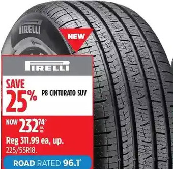 Canadian Tire Pirelli p8 cinturato suv tires offer