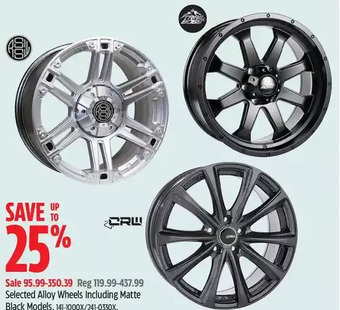 Canadian Tire Alloy wheels including matte black models offer