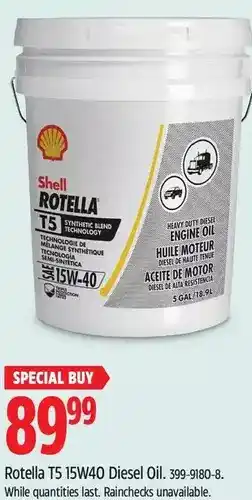 Canadian Tire Rotella t5 15w40 diesel oil offer