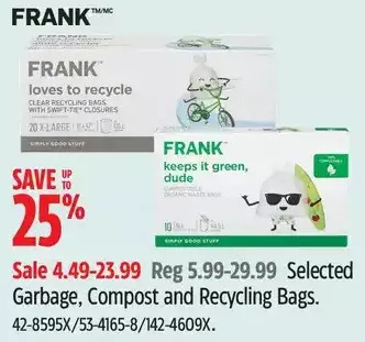 Canadian Tire Frank garbage, compost and recycling bags offer
