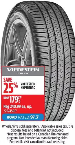 Canadian Tire Vredestein hypertrac tires offer