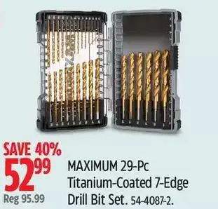 Canadian Tire Maximum 29-pc titanium-coated 7-edge drill bit set offer