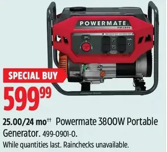 Canadian Tire Powermate 3800w portable generator offer