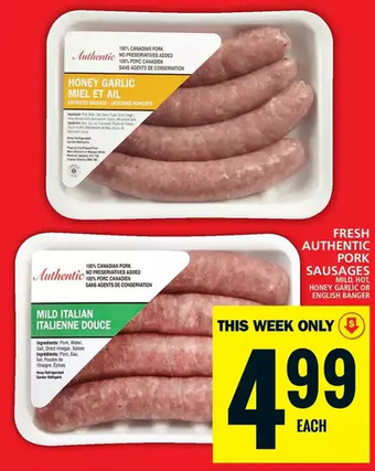 Food Basics Fresh authentic pork sausages offer
