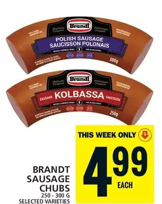 Food Basics Brandt sausage chubs offer