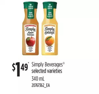 Loblaws Simply beverages offer