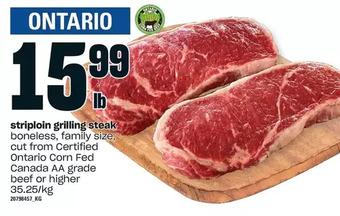 Loblaws Striploin grilling steak offer