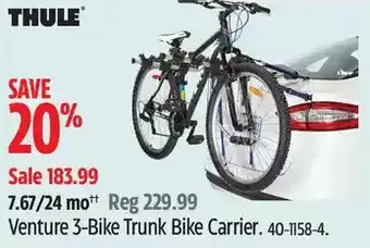 Canadian Tire Thule venture 3-bike trunk bike carrier offer