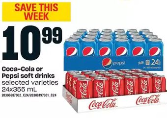Loblaws Coca-cola or pepsi soft drinks offer