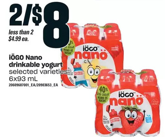 Loblaws Iogo nano drinkable yogurt offer