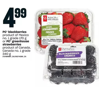 Loblaws Pc blackberries | pc greenhouse strawberries offer