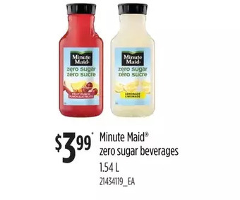 Loblaws Minute maid zero sugar beverages offer