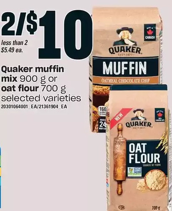 Loblaws Quaker muffin mix or oat flour offer