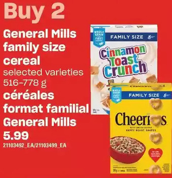 Independent Grocer General mills family size cereal offer