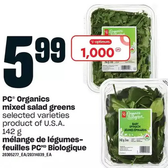 Independent Grocer Pc organics mixed salad greens offer