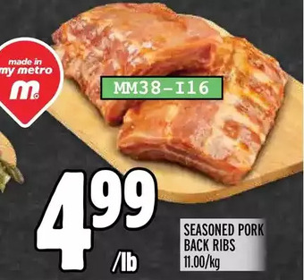 Metro Seasoned pork back ribs offer