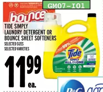 Metro Tide simply laundry detergent or bounce sheet softeners offer