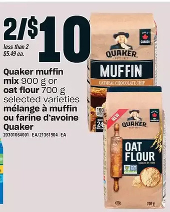Independent Grocer Quaker muffin mix or oat flour offer