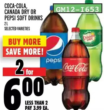 Metro Coca-cola, canada dry or pepsi soft drinks offer