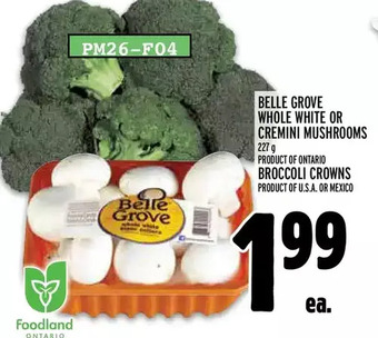 Metro Belle grove whole white or cremini mushrooms | broccoli crowns offer