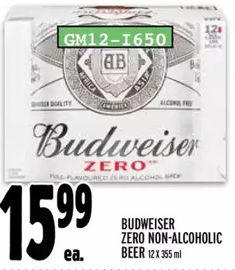 Metro Budweiser zero non-alcoholic beer offer