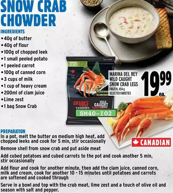 Metro Marina del rey wild caught snow crab legs offer