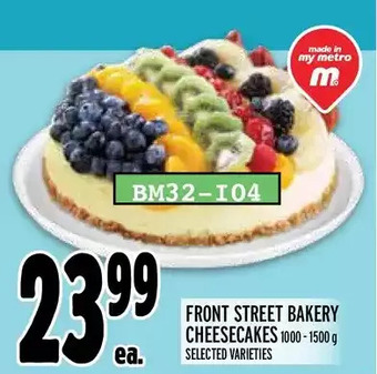 Metro Front street bakery cheesecakes offer