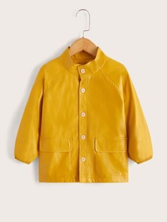 SheIn Shein toddler boys buttoned front flap pocket pu leather coat offer