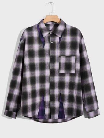 SheIn Romwe guys plaid button front pocket shirt offer