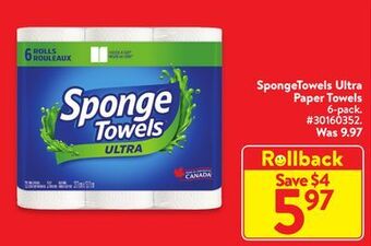 Walmart Spongetowels ultra paper towels offer