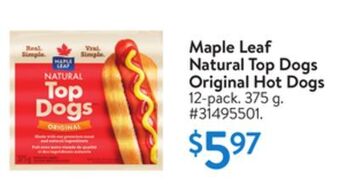 Walmart Maple leaf natural top dogs original hot dogs offer
