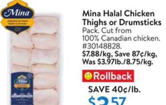 Walmart Mina halal chicken thighs or drumsticks offer