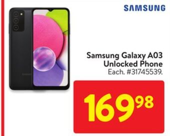 Walmart Samsung galaxy a03 unlocked phone offer