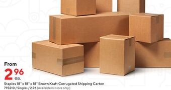 Staples Staples 18 x 18 x 18 brown kraft corrugated shipping carton offer