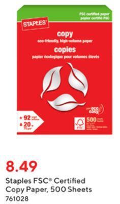 Staples Staples fsc-certified copy paper, 500 sheets offer