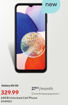 Staples Samsung galaxy a14 5g unlocked cell phone offer