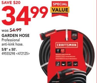Lowe's Craftsman garden hose 5/8 x 50' offer