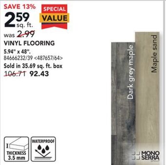 Lowe's Mono serra vinyl flooring 5.94 x 48 offer