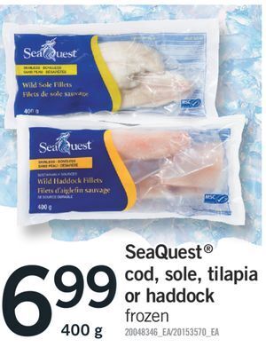 Fortinos Seaquest® cod, sole, tilapia or haddock, 400 g offer