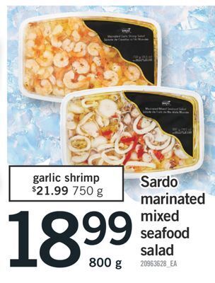 Fortinos Sardo marinated mixed seafood salad, 800 g offer