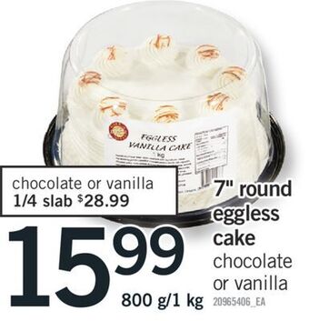 Fortinos 7 round eggless cake, 800 g/1 kg offer
