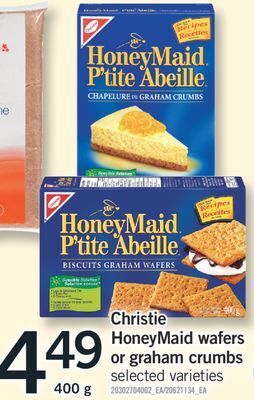 Fortinos Christie honeymaid wafers or graham crumbs, 400 g offer