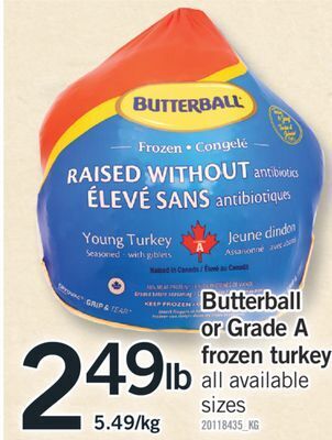 Fortinos Butterball or grade a frozen turkey offer