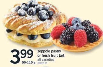 Fortinos Zeppole pastry or fresh fruit tart 50 -110 g offer