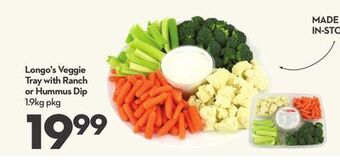 Longo's Longo's veggie tray with ranch or hummus dip offer
