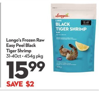 Longo's Longo's frozen raw easy peel black tiger shrimp offer