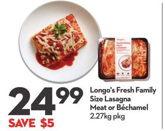 Longo's Longo's fresh family size lasagna offer